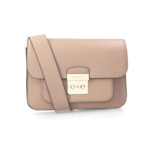 Michael Kors Sloan Large Shoulder Bag Leather Handbag Purse Ballet Pink Gold NEW